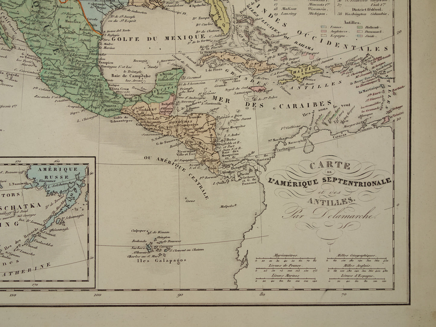 Old map of North America from 1859 Original antique French map