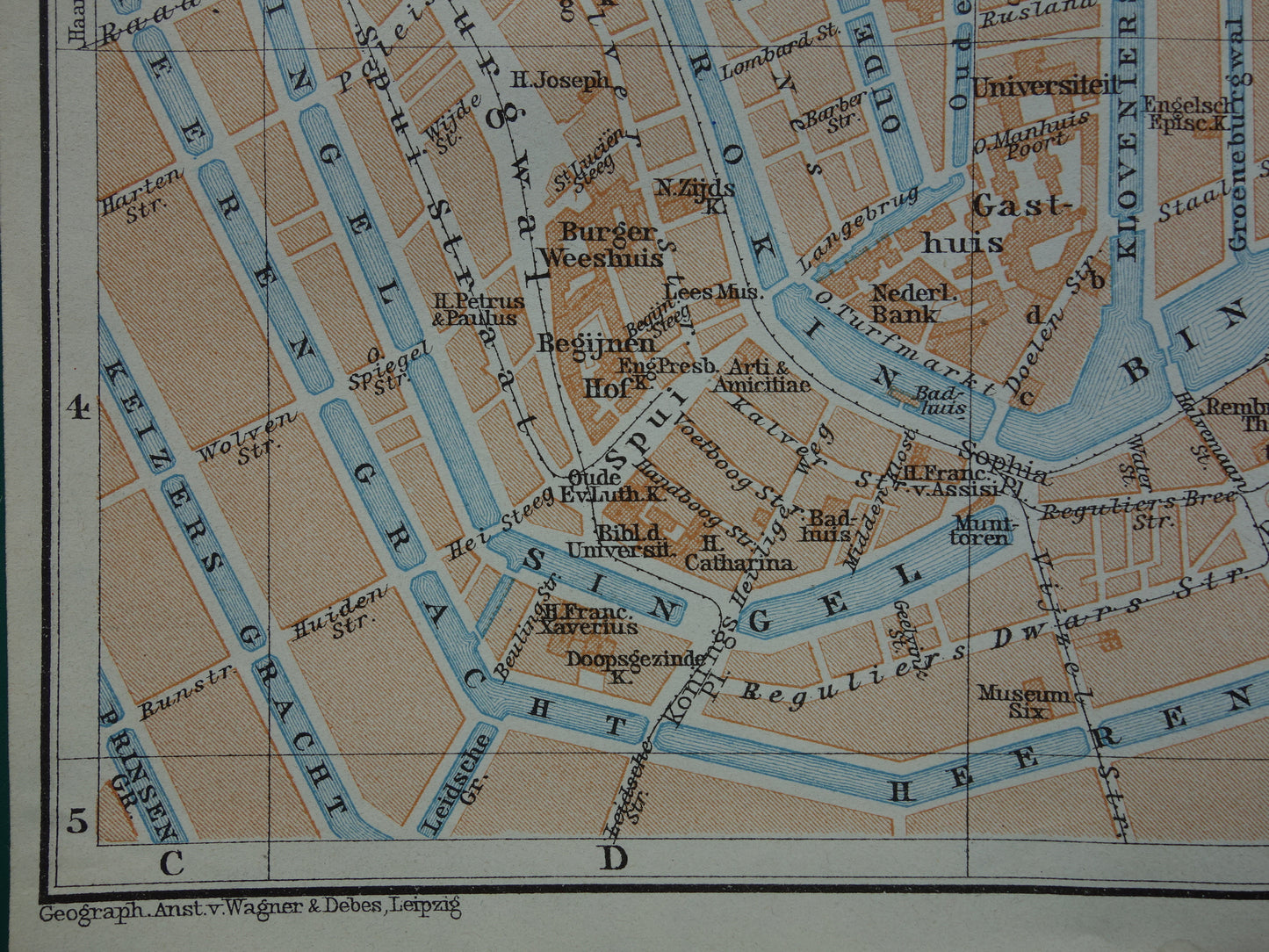 AMSTERDAM old map of Amsterdam city center from 1910 small original antique map map of the Netherlands