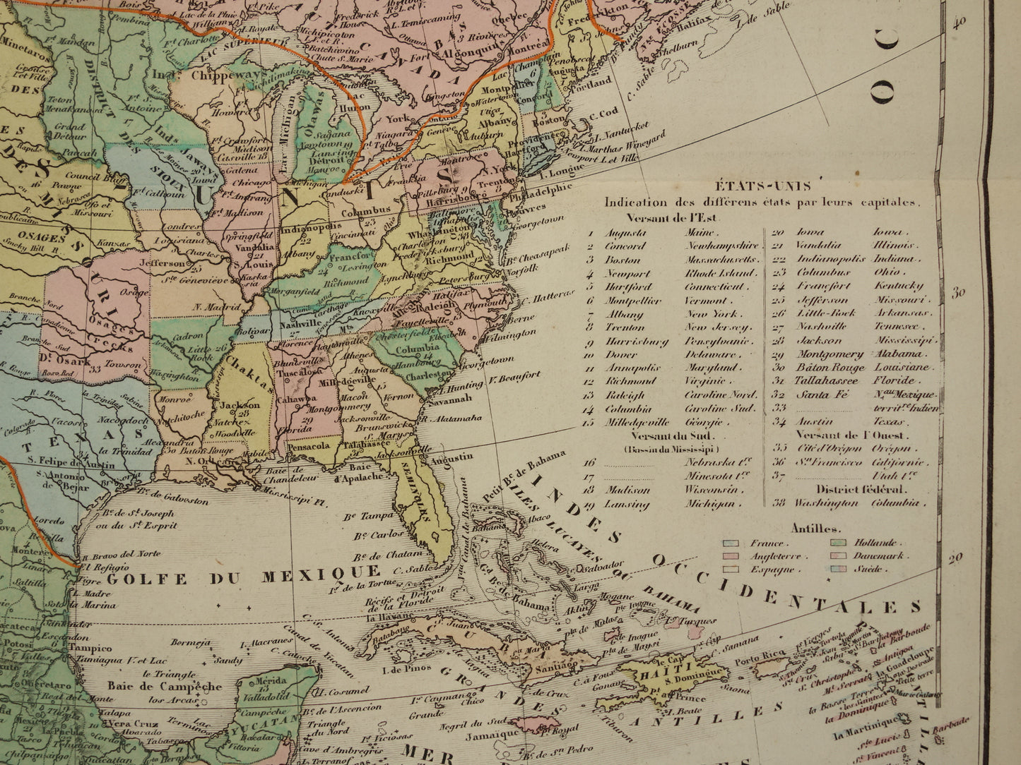 Old map of North America from 1859 Original antique French map