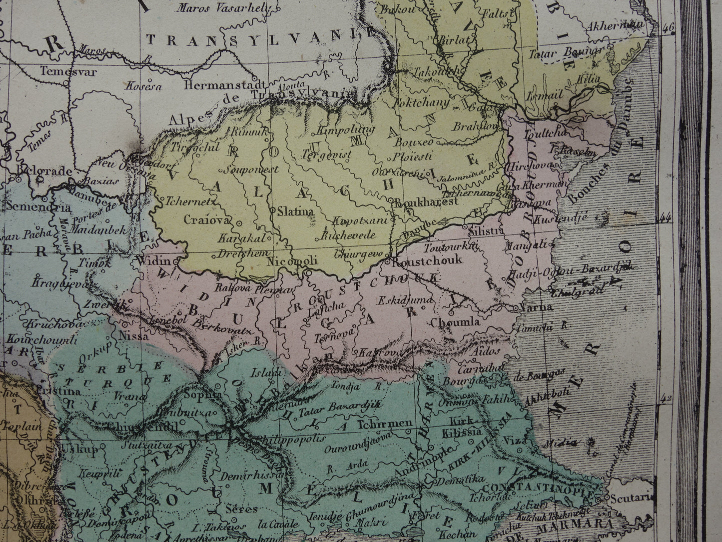 Old map of European Turkey from the year 1877 historical map Serbia Bulgaria Greece old vintage maps