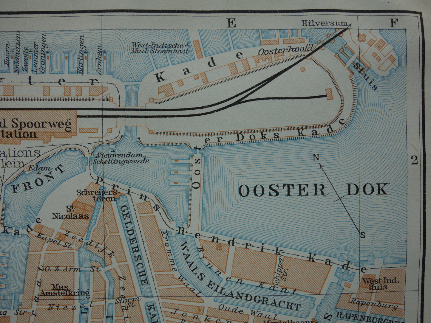 AMSTERDAM old map of Amsterdam city center from 1910 small original antique map map of the Netherlands