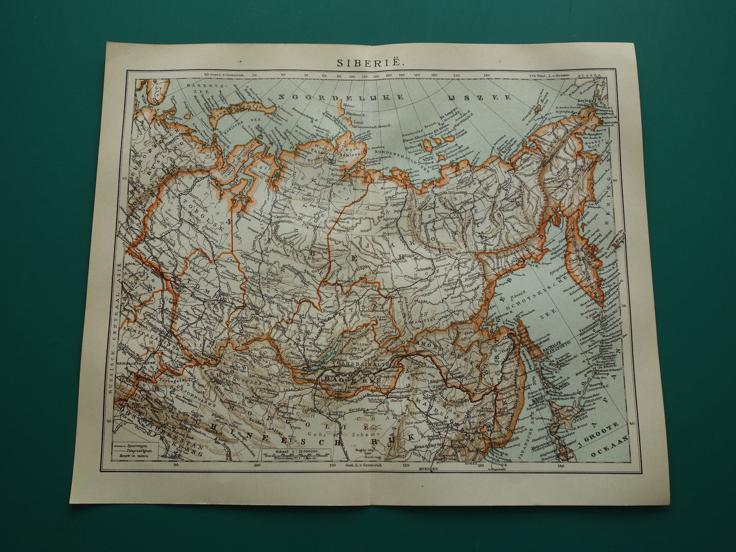 SIBERIA old map of Siberia 1922 Dutch antique map of Asiatic Russia