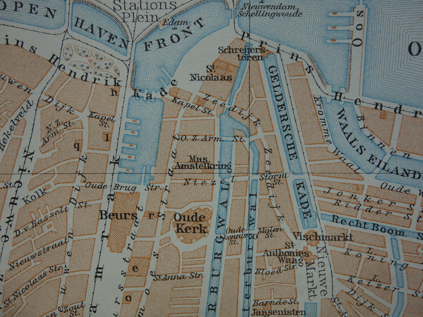 AMSTERDAM old map of Amsterdam city center from 1910 small original antique map map of the Netherlands