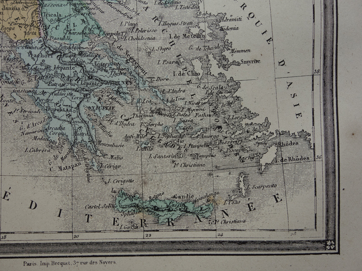 Old map of European Turkey from the year 1877 historical map Serbia Bulgaria Greece old vintage maps
