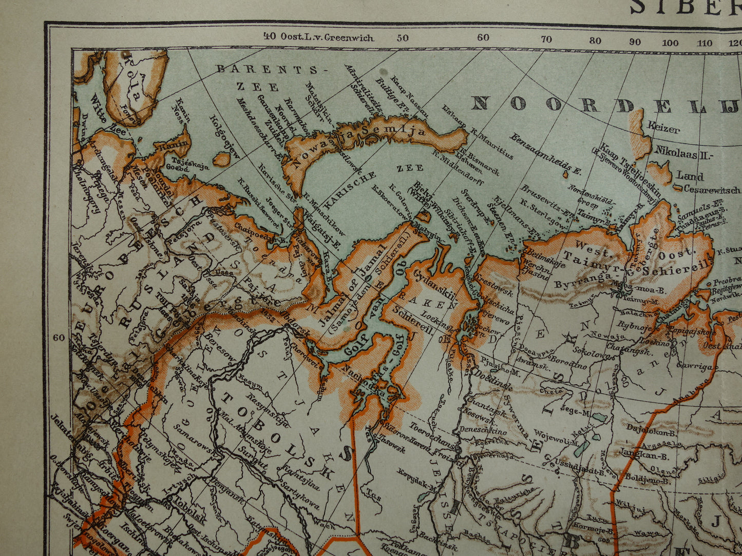 SIBERIA old map of Siberia 1922 Dutch antique map of Asiatic Russia