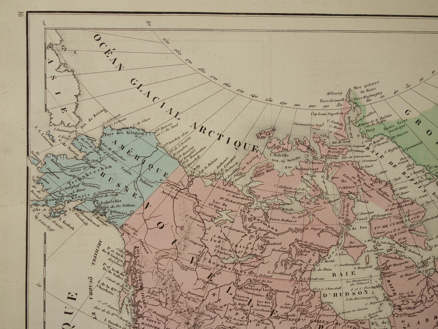 Old map of North America from 1859 Original antique French map