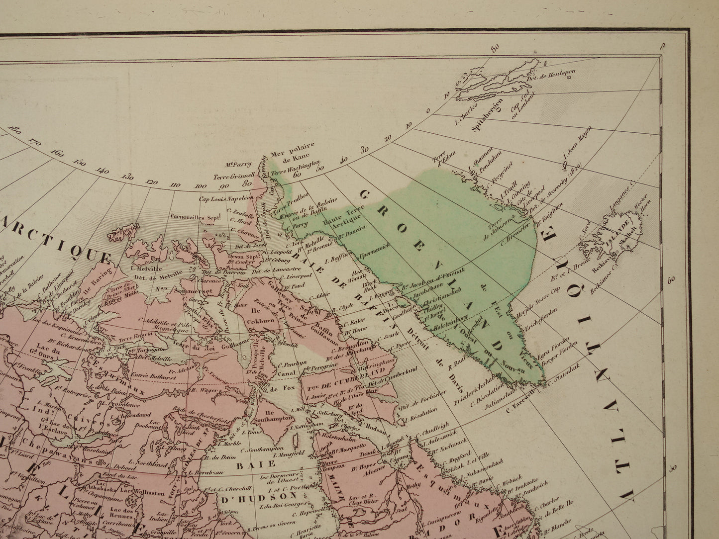 Old map of North America from 1859 Original antique French map