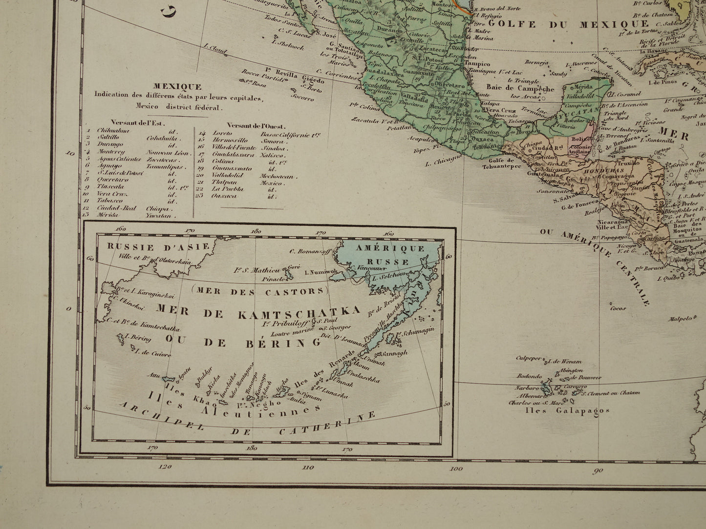 Old map of North America from 1859 Original antique French map