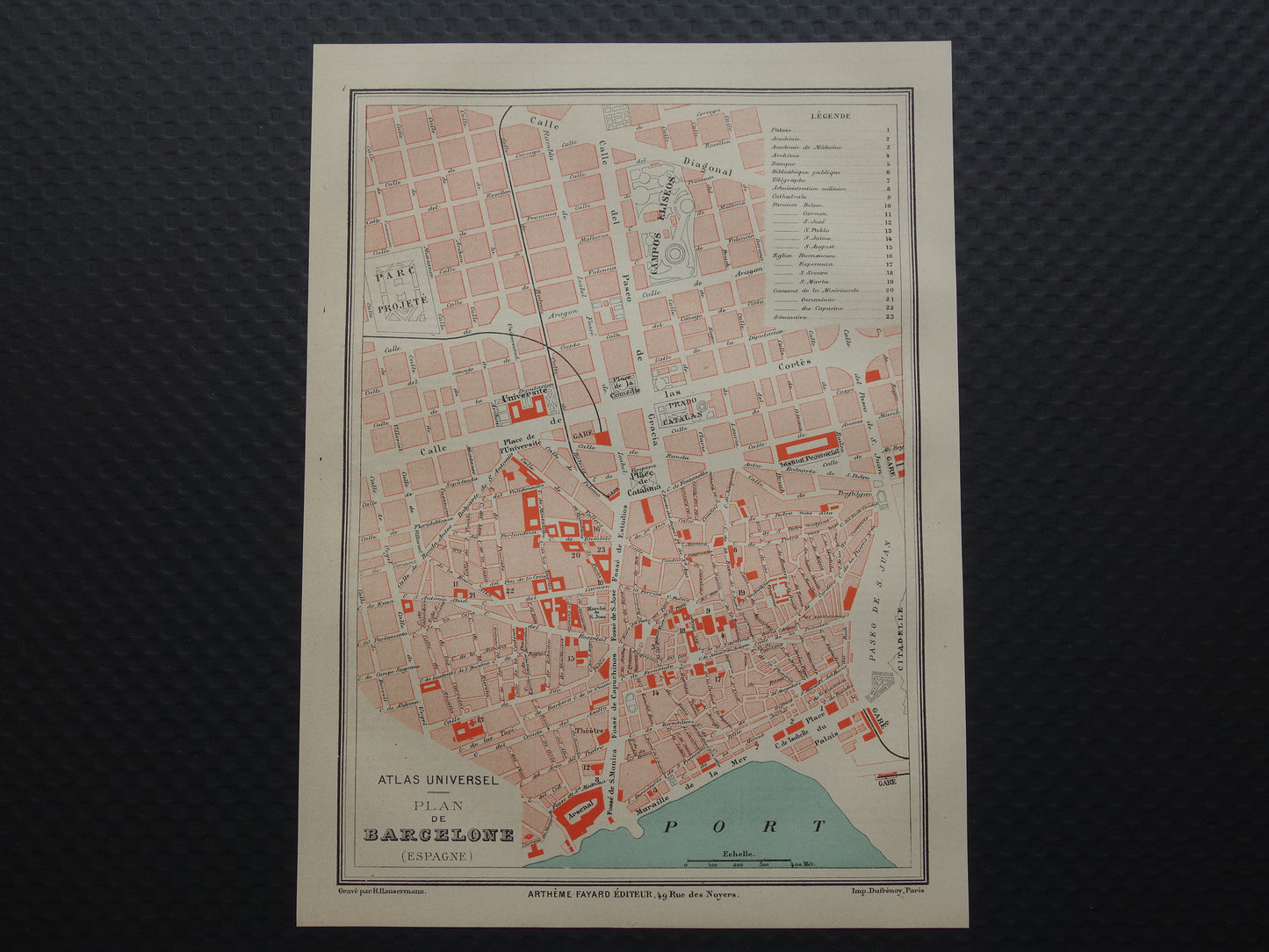 BARCELONA old map of Barcelona Spain from 1877 original antique map vintage maps