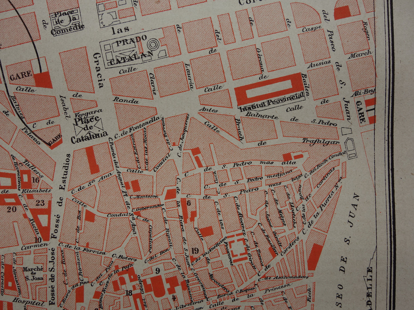 BARCELONA old map of Barcelona Spain from 1877 original antique map vintage maps