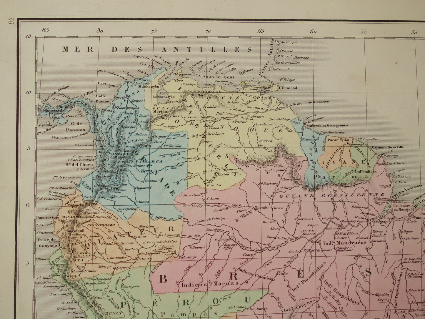 Old map of South America from 1859 Original antique French map