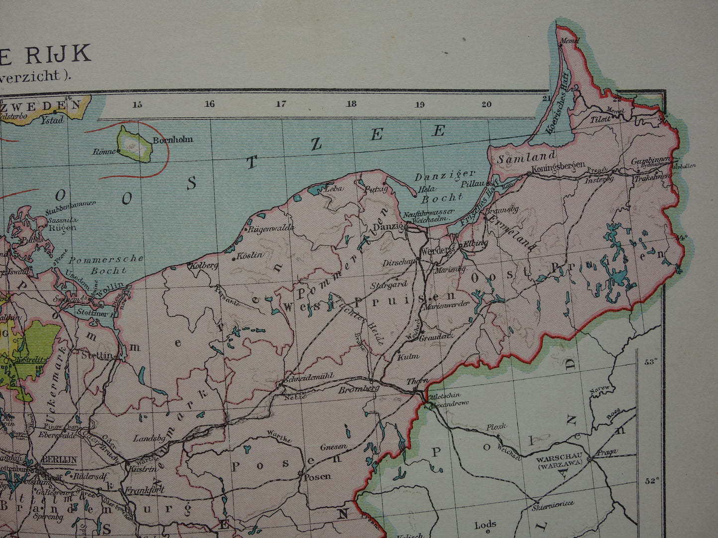 GERMANY Old Dutch map of the German Empire from 1907 original antique map with mining inset map