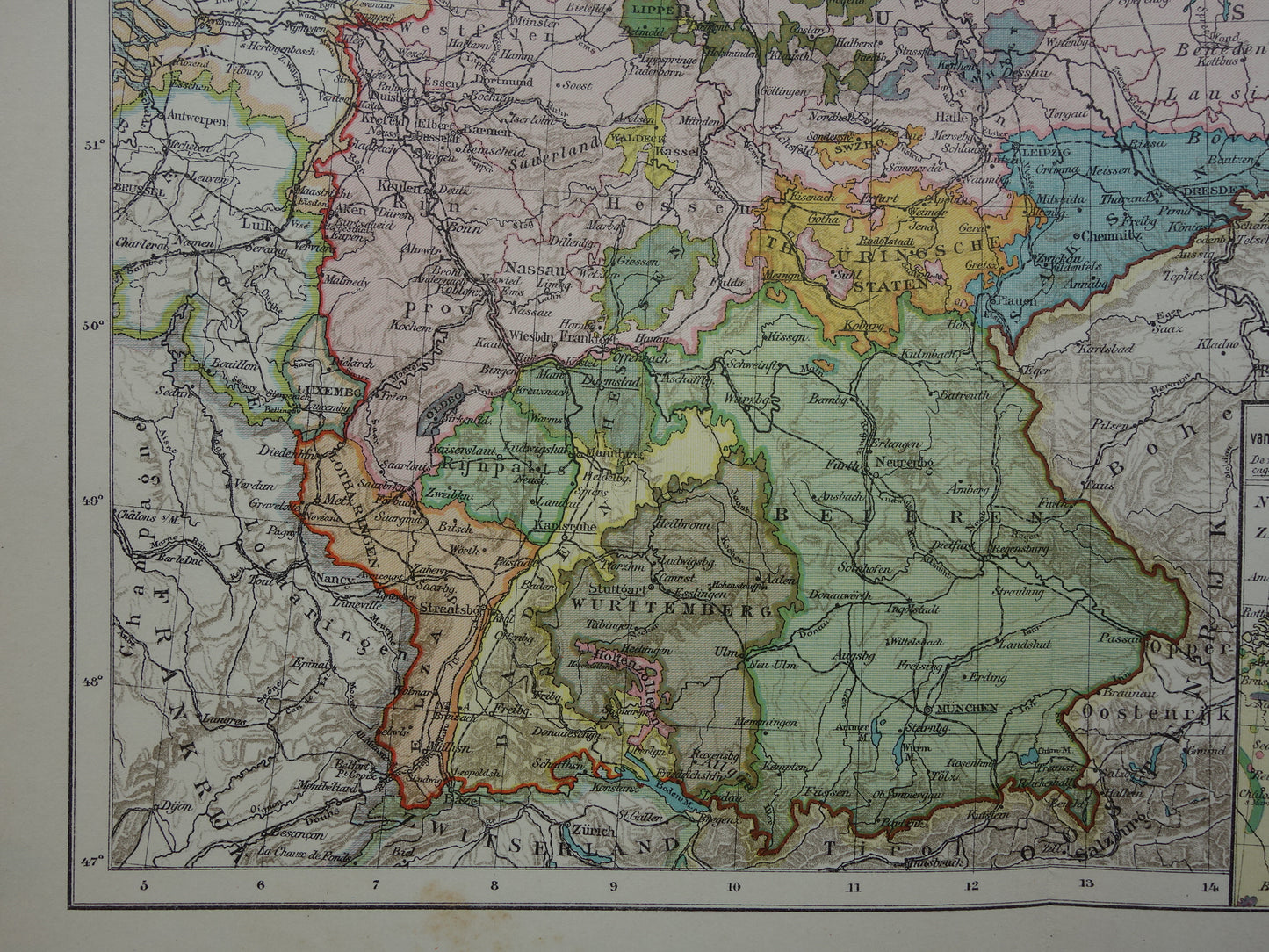 GERMANY Old Dutch map of the German Empire from 1907 original antique map with mining inset map