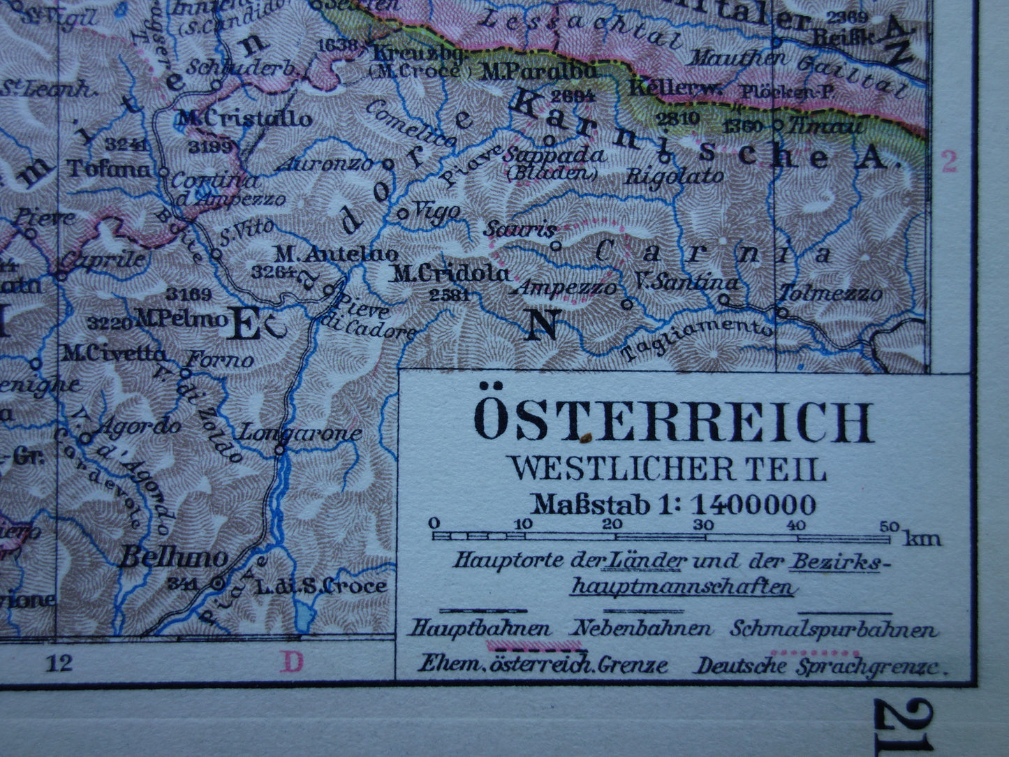 AUSTRIA old map of Austria western part 1928 Detailed small vintage map
