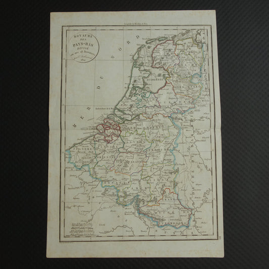 NEDERLAND 200+ jaar oude kaart van Nederland en België in het jaar 1824 Originele antieke landkaart