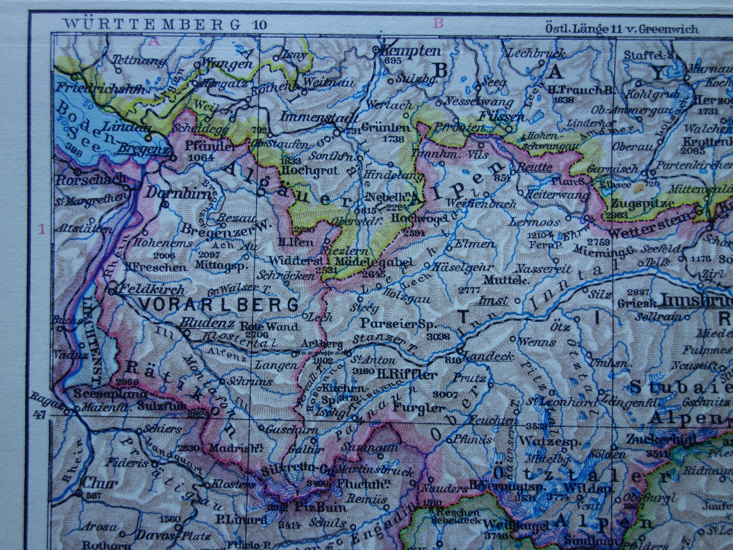 AUSTRIA old map of Austria western part 1928 Detailed small vintage map