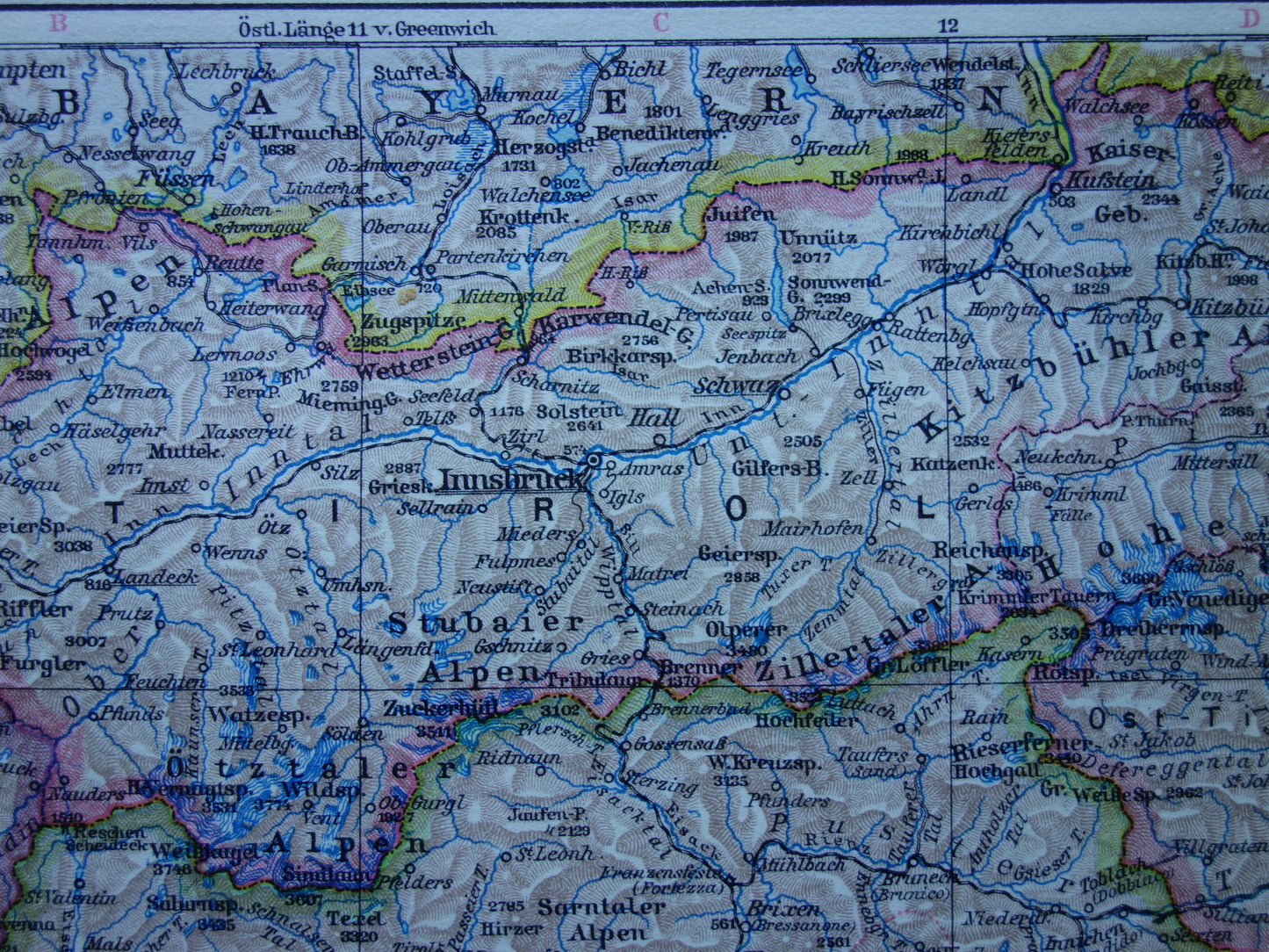 AUSTRIA old map of Austria western part 1928 Detailed small vintage map