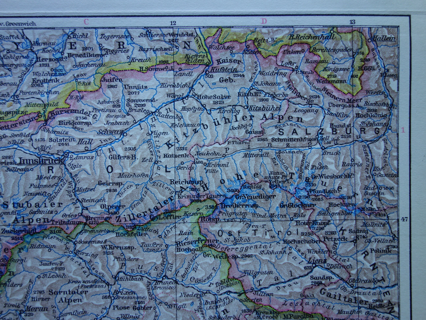 AUSTRIA old map of Austria western part 1928 Detailed small vintage map