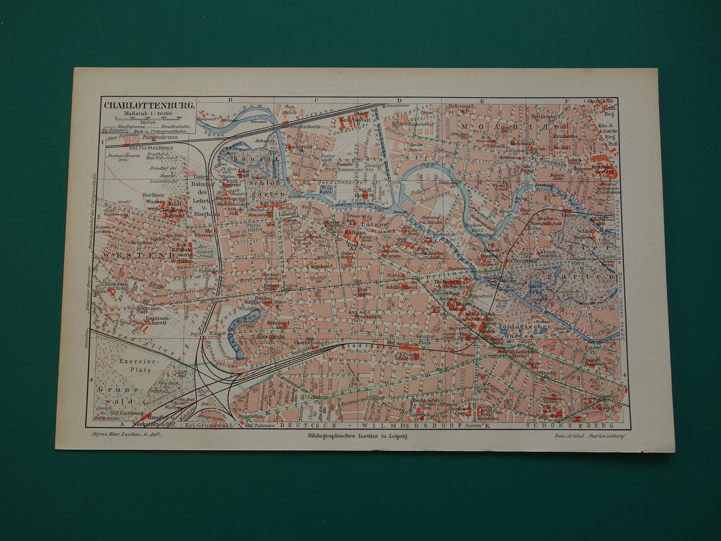 CHARLOTTENBURG old map of Berlin-Charlottenburg from 1907 Small original German antique map