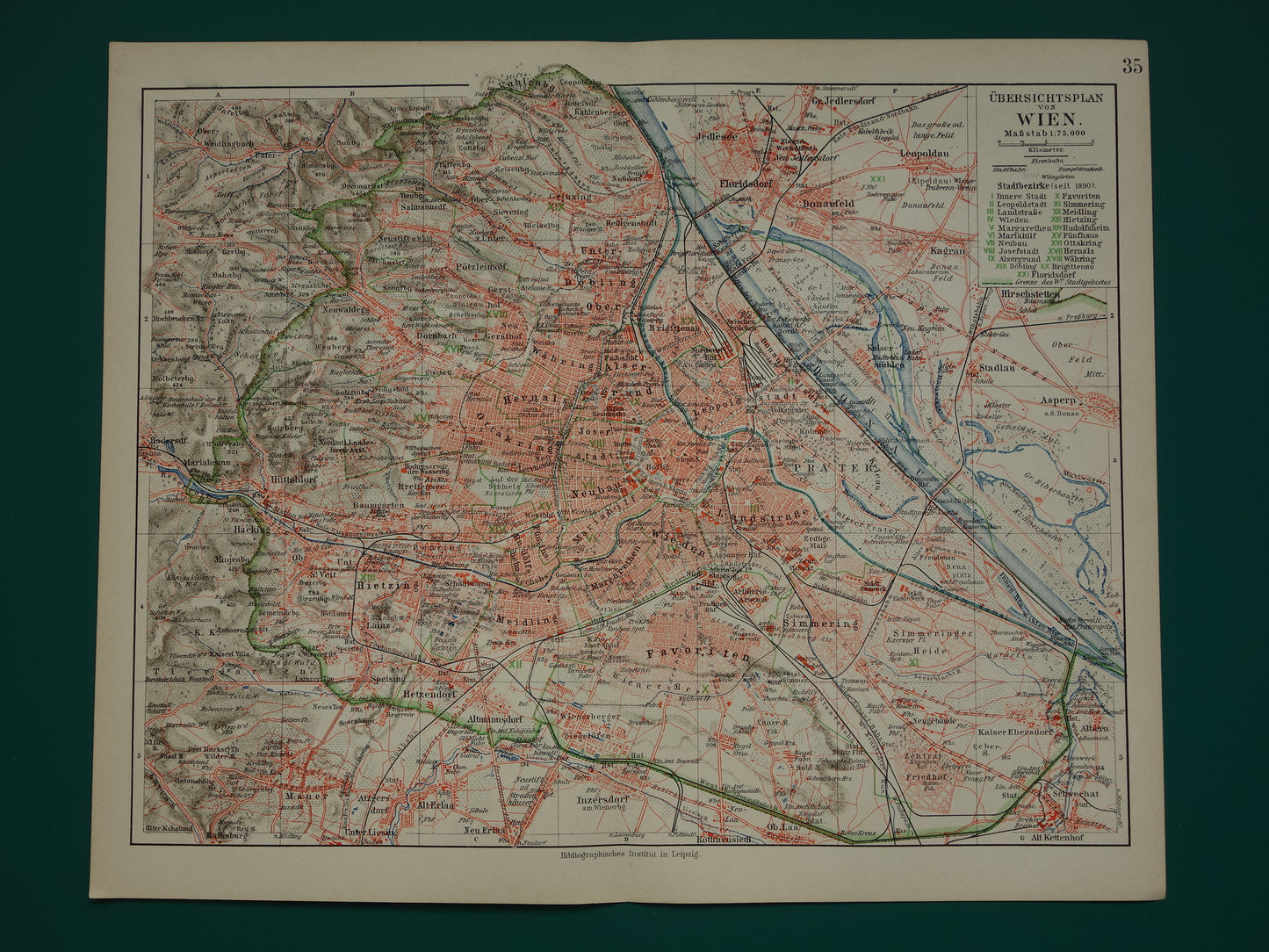 Vienna old map of Vienna Austria from 1905 original antique map vintage maps