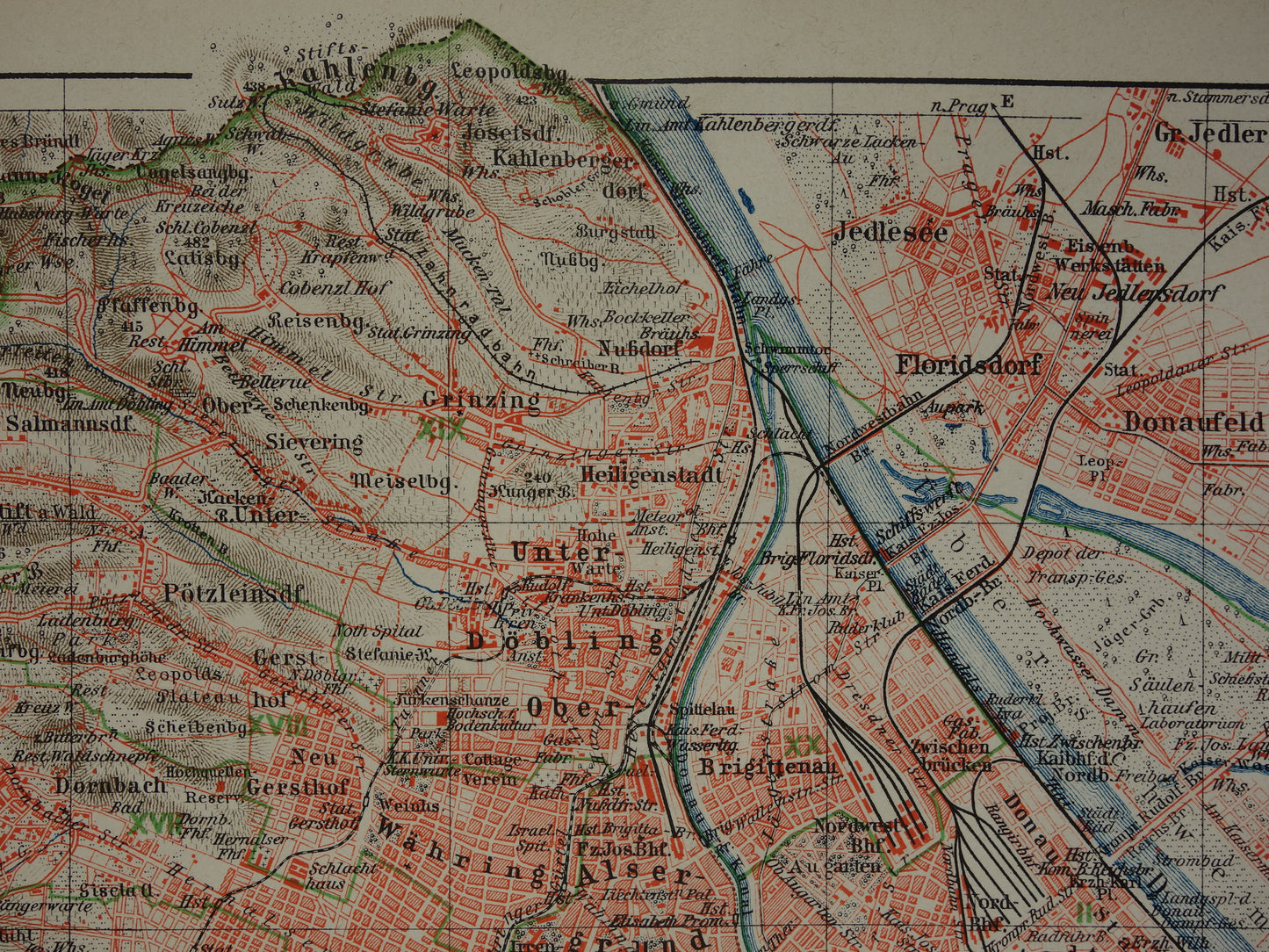 Vienna old map of Vienna Austria from 1905 original antique map vintage maps