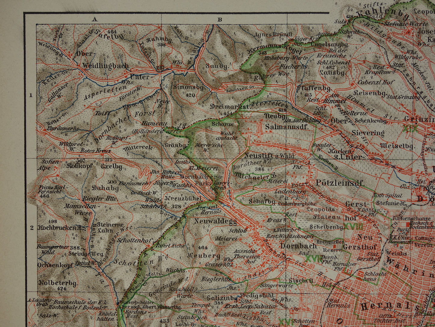 Vienna old map of Vienna Austria from 1905 original antique map vintage maps
