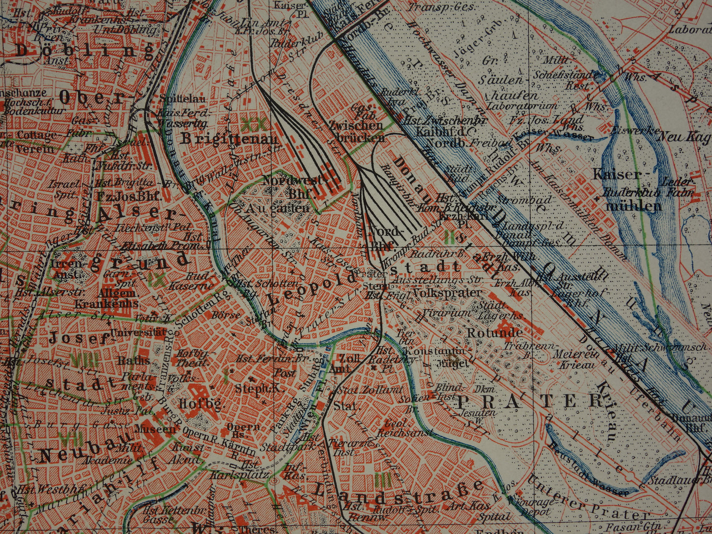 Vienna old map of Vienna Austria from 1905 original antique map vintage maps