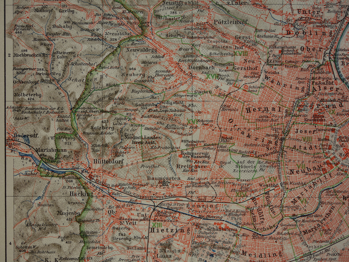 Vienna old map of Vienna Austria from 1905 original antique map vintage maps
