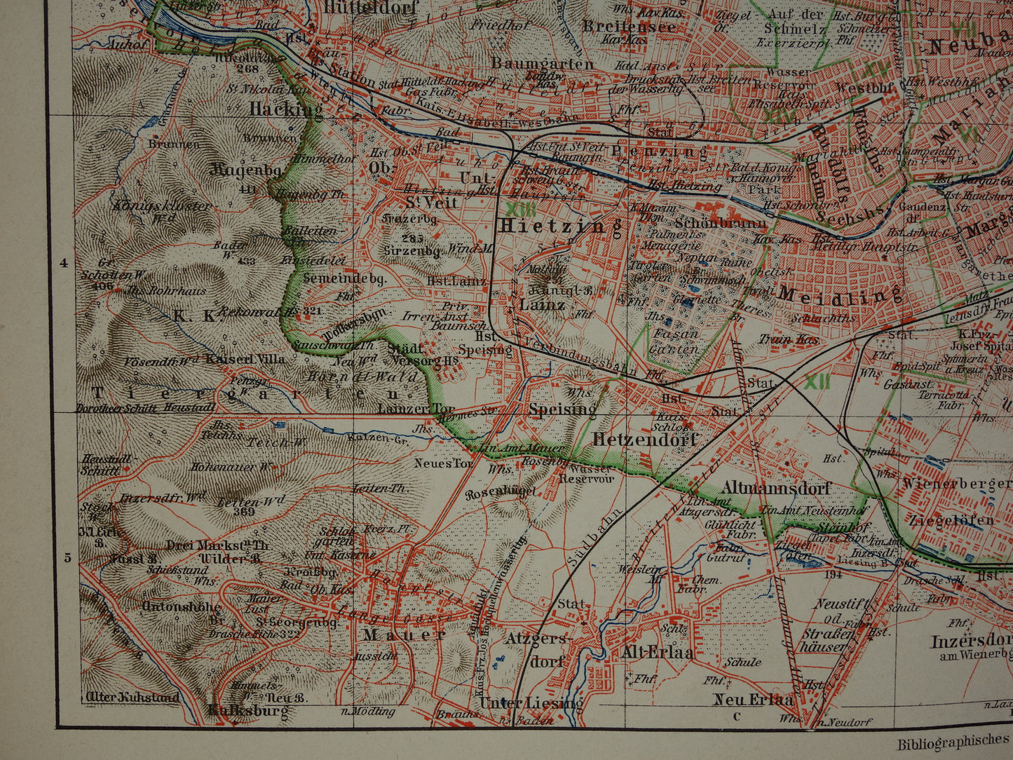 Vienna old map of Vienna Austria from 1905 original antique map vintage maps