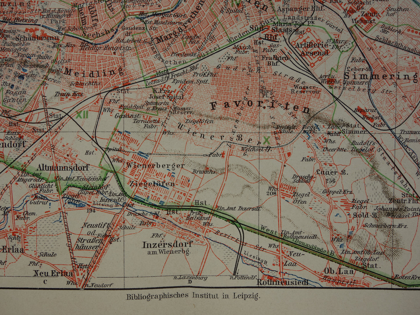 Vienna old map of Vienna Austria from 1905 original antique map vintage maps