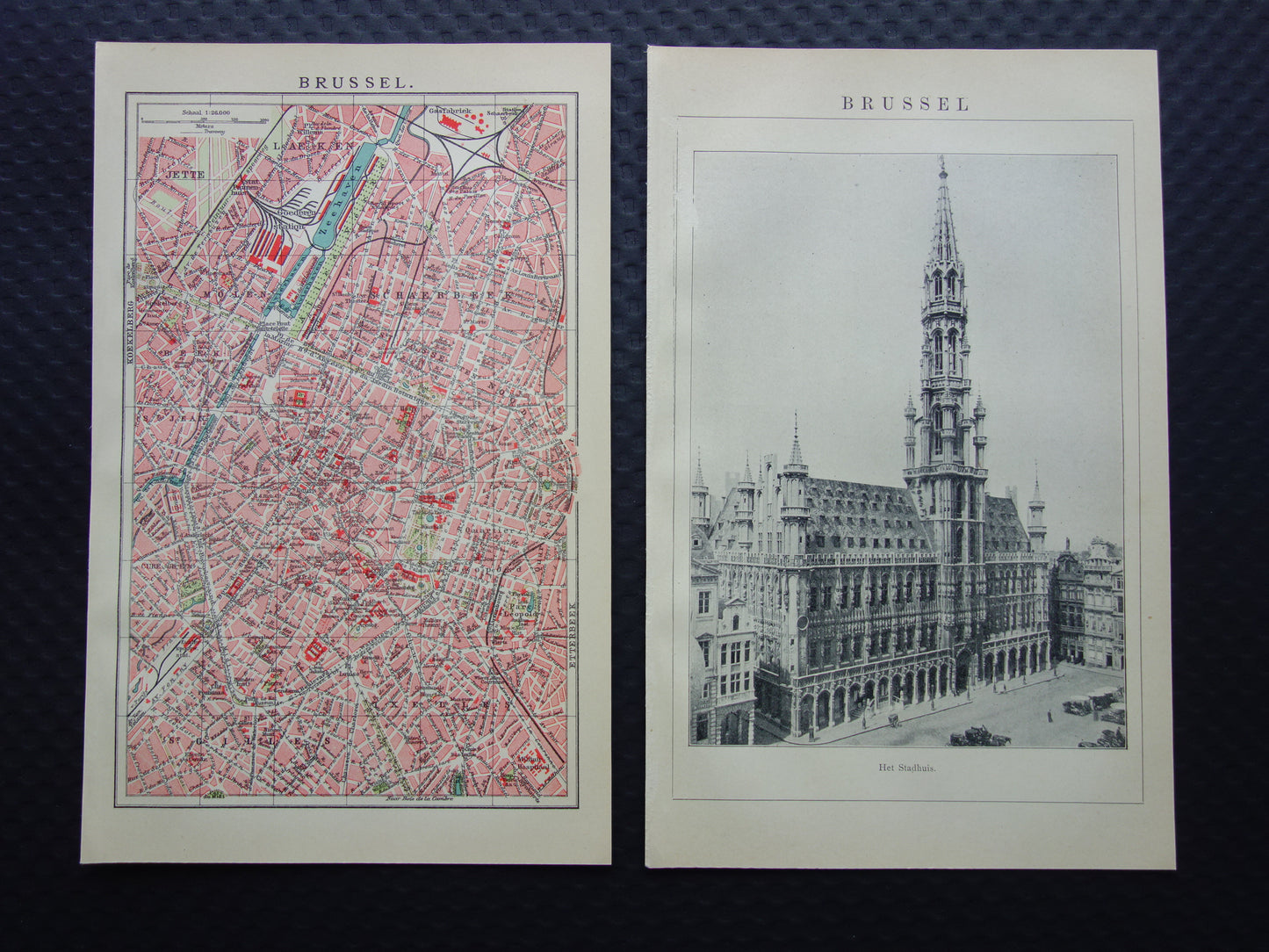 Antique map of Brussels Belgium small original old map vintage maps