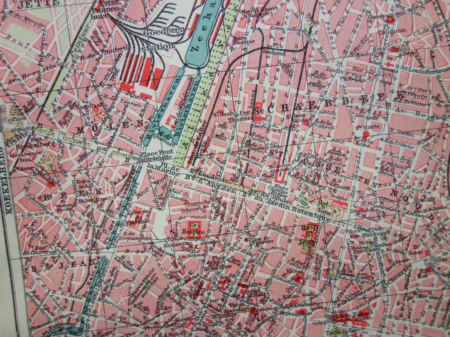 Antique map of Brussels Belgium small original old map vintage maps
