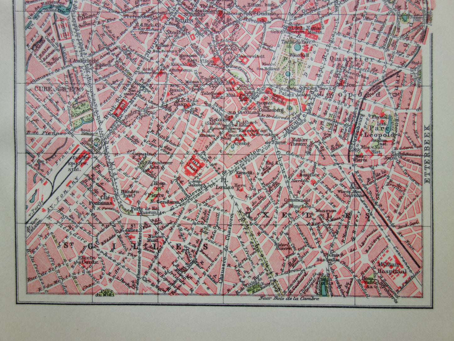 Antique map of Brussels Belgium small original old map vintage maps