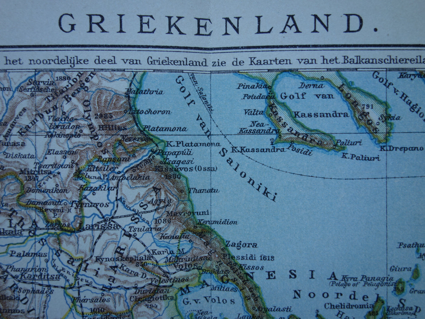 Old map of GREECE from 1917 Original antique Dutch map
