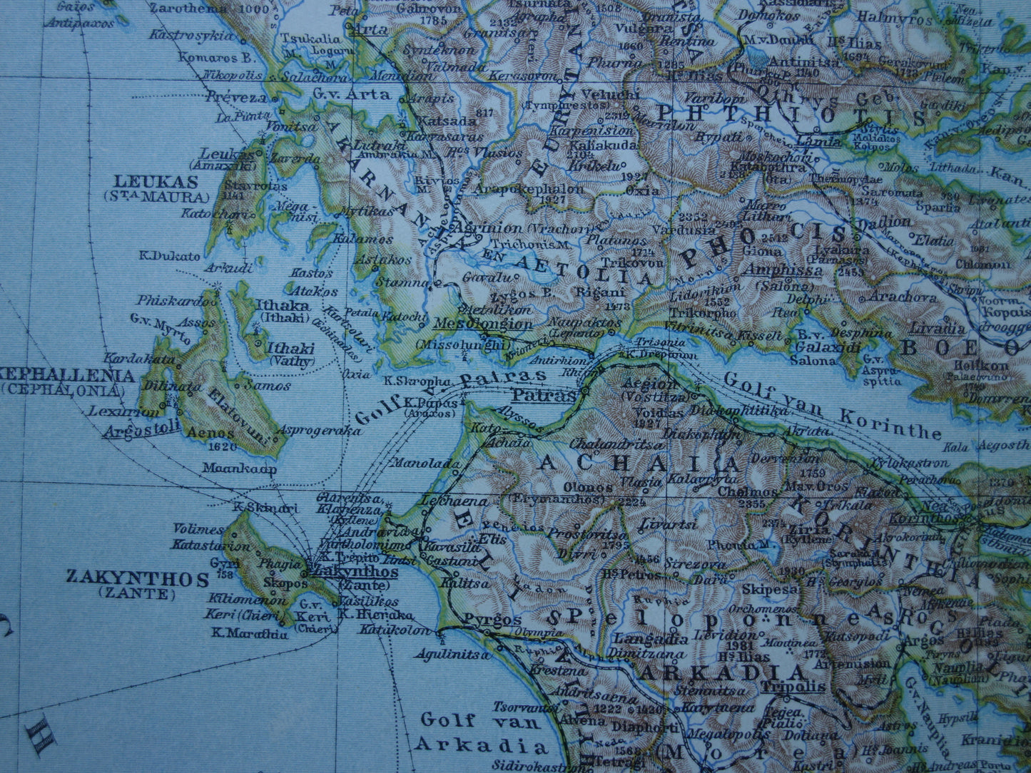 Old map of GREECE from 1917 Original antique Dutch map