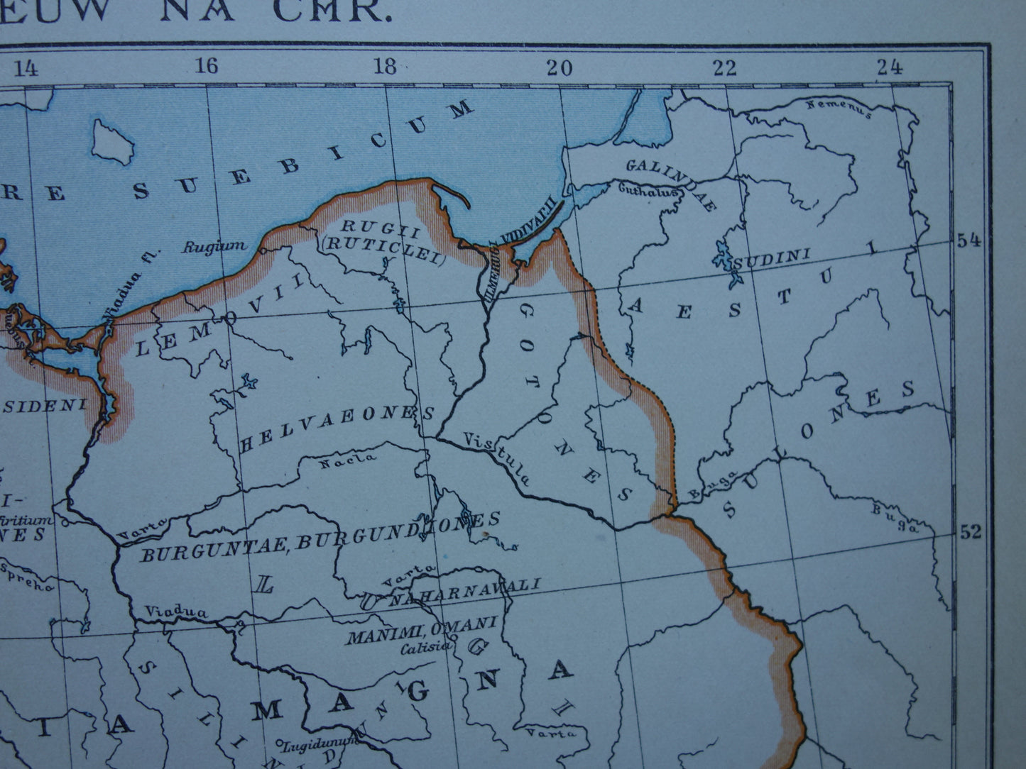 Germania and the Roman Empire vintage Dutch map from 1917 original old historical map 2nd century AD Limes