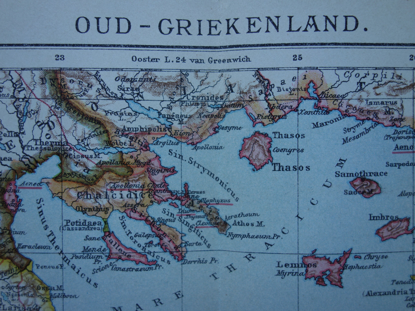 GREECE antique map of Greece in classical antiquity Original old Dutch map from 1917 vintage historical maps