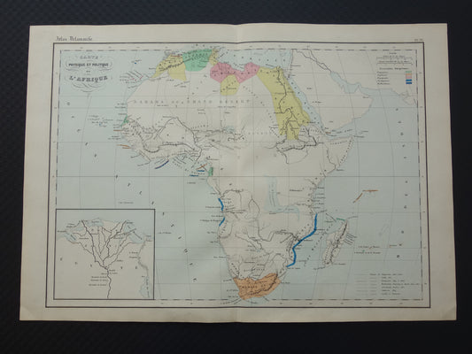 Old map of Africa from 1859 Original antique French map