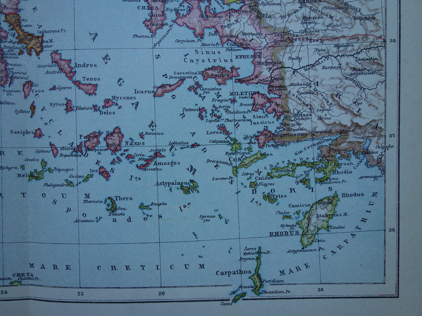GREECE antique map of Greece in classical antiquity Original old Dutch map from 1917 vintage historical maps