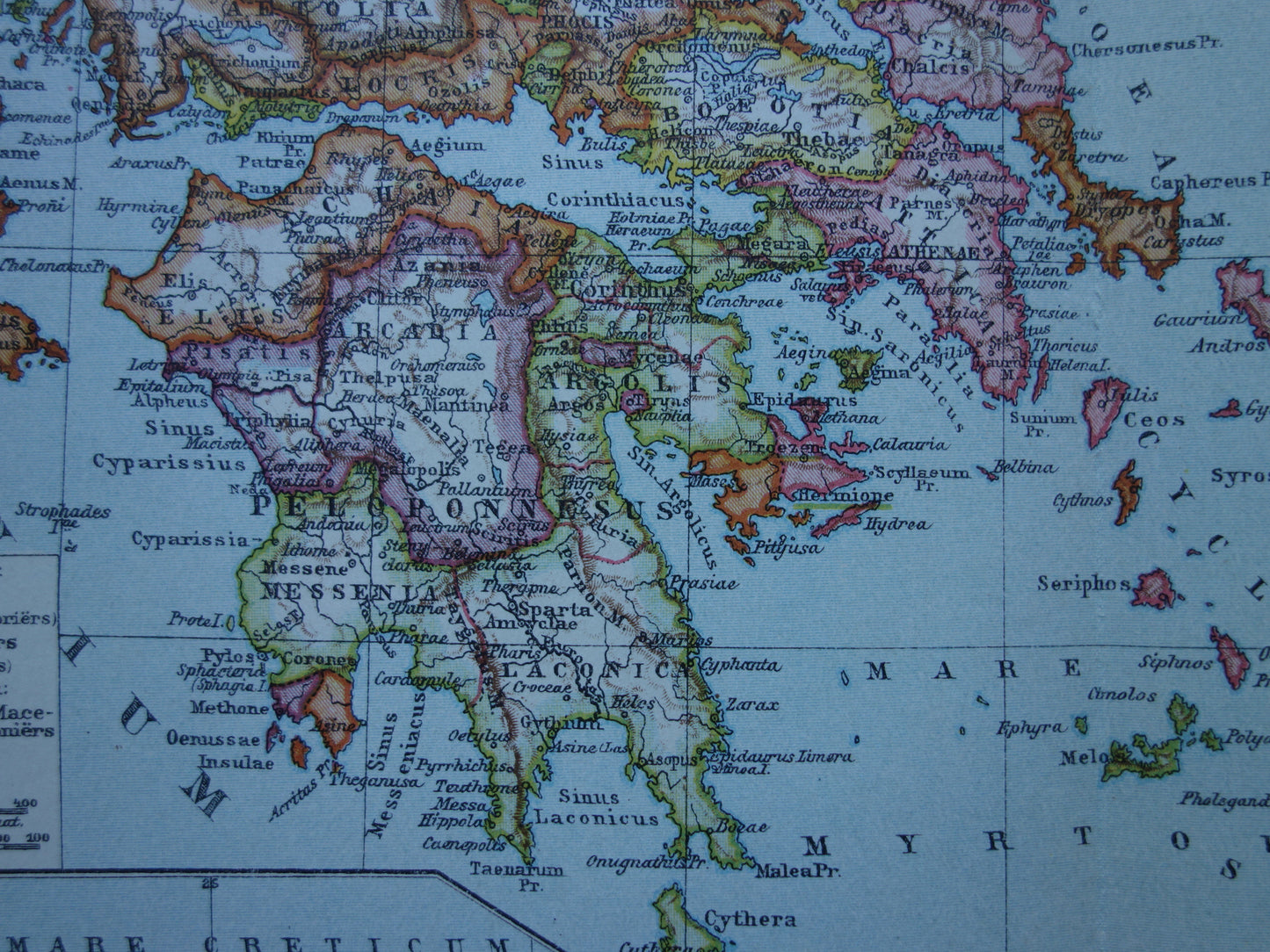 GREECE antique map of Greece in classical antiquity Original old Dutch map from 1917 vintage historical maps