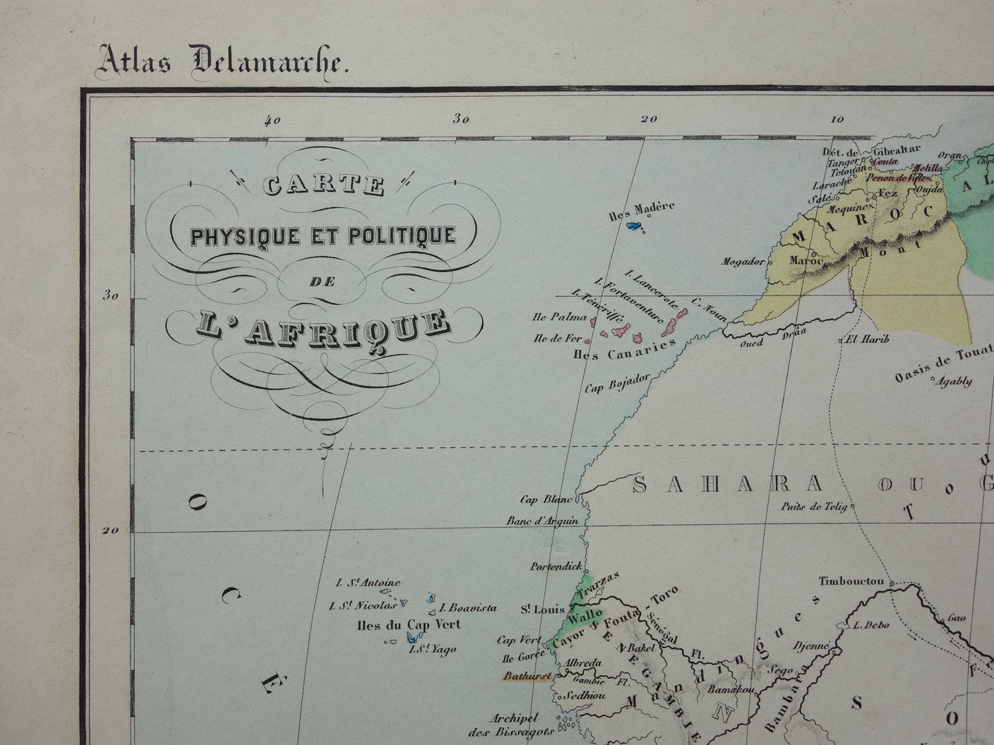 Old map of Africa from 1859 Original antique French map