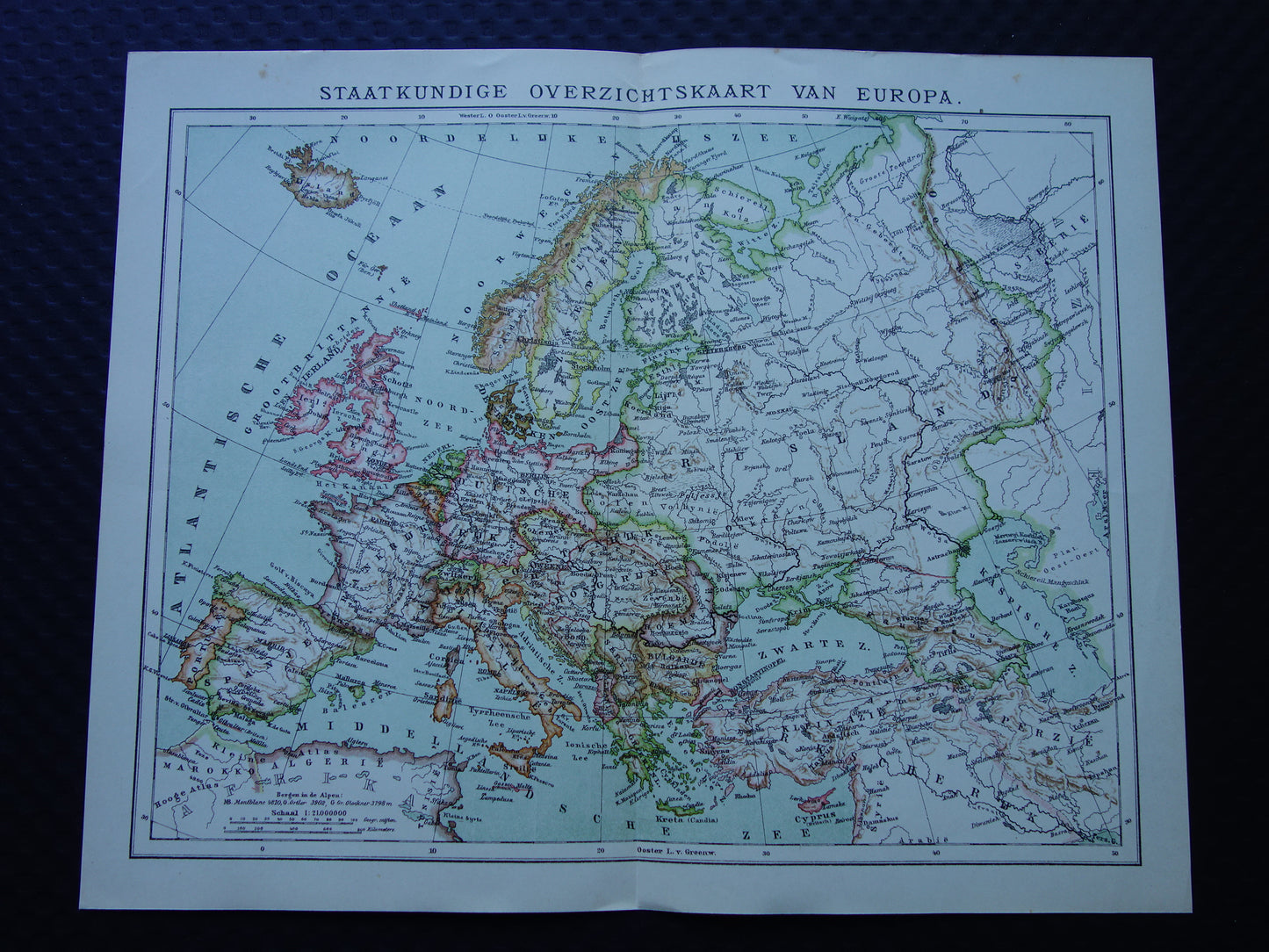 Old map of Europe from 1917 original antique map of Europe continent vintage Dutch maps