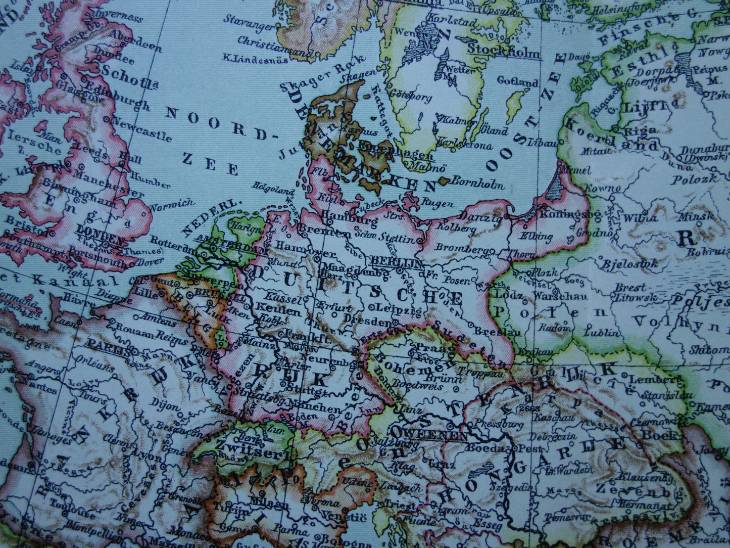 Old map of Europe from 1917 original antique map of Europe continent vintage Dutch maps