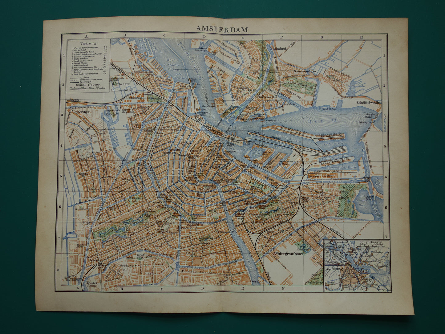 AMSTERDAM oude kaart van Amsterdam 1932 originele vintage Nederlandse plattegrond