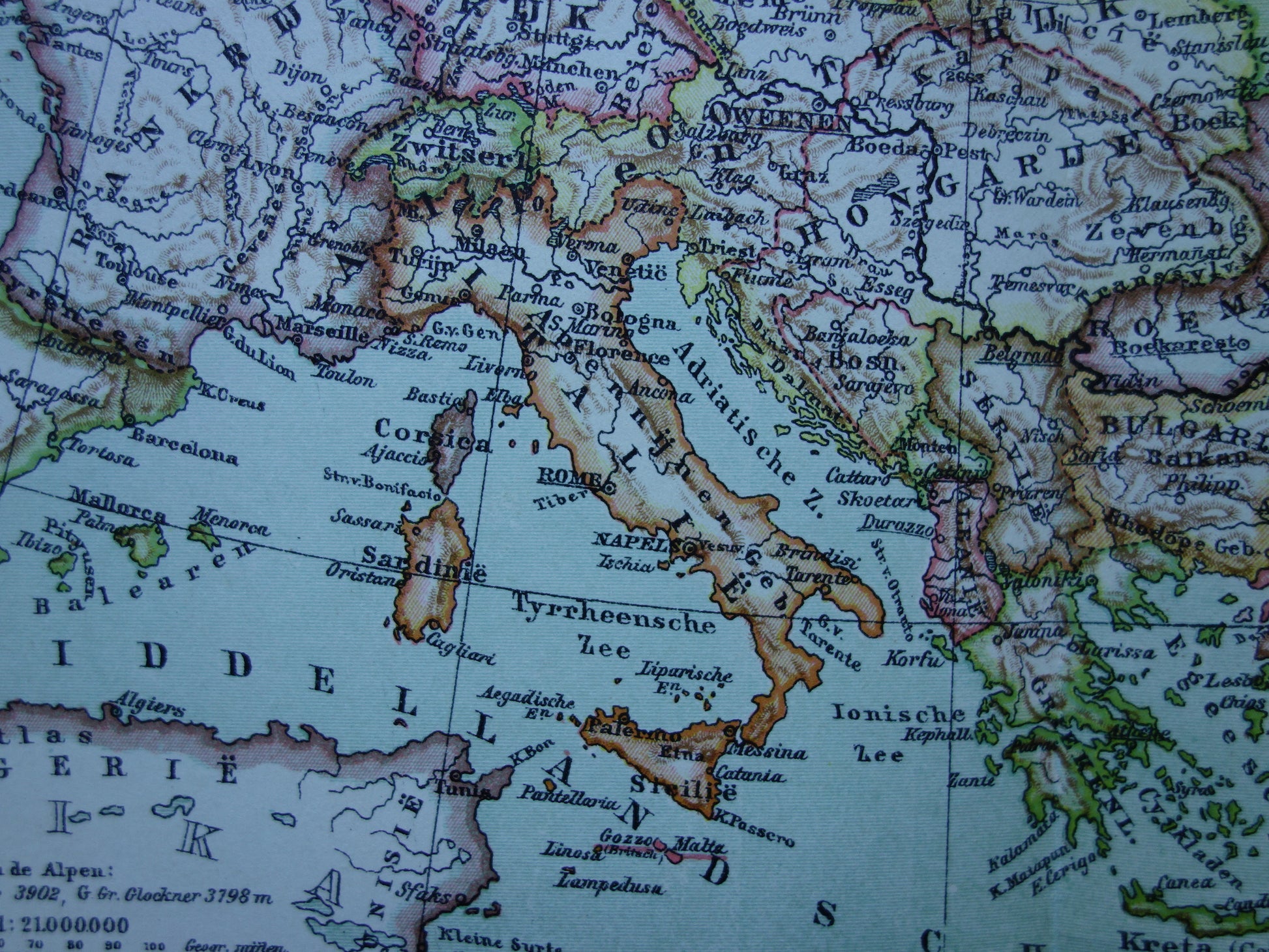 Oude kaart van Europa uit 1917 originele antieke landkaart van Europa continent vintage Nederlandse kaarten