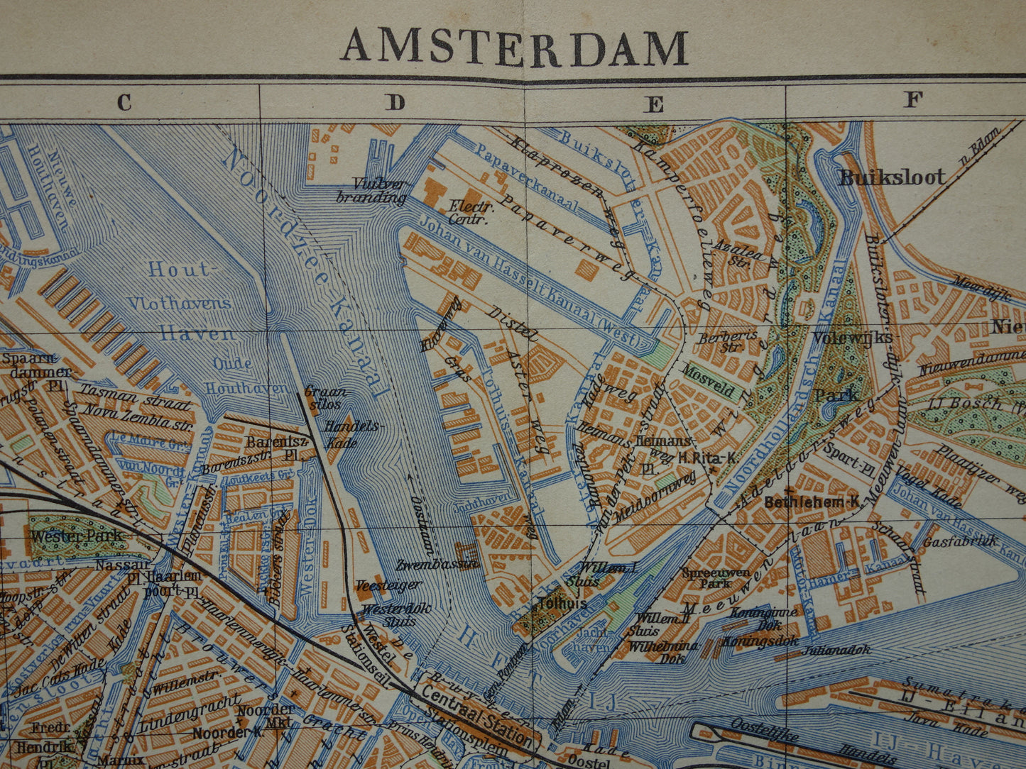 AMSTERDAM oude kaart van Amsterdam 1932 originele vintage Nederlandse plattegrond