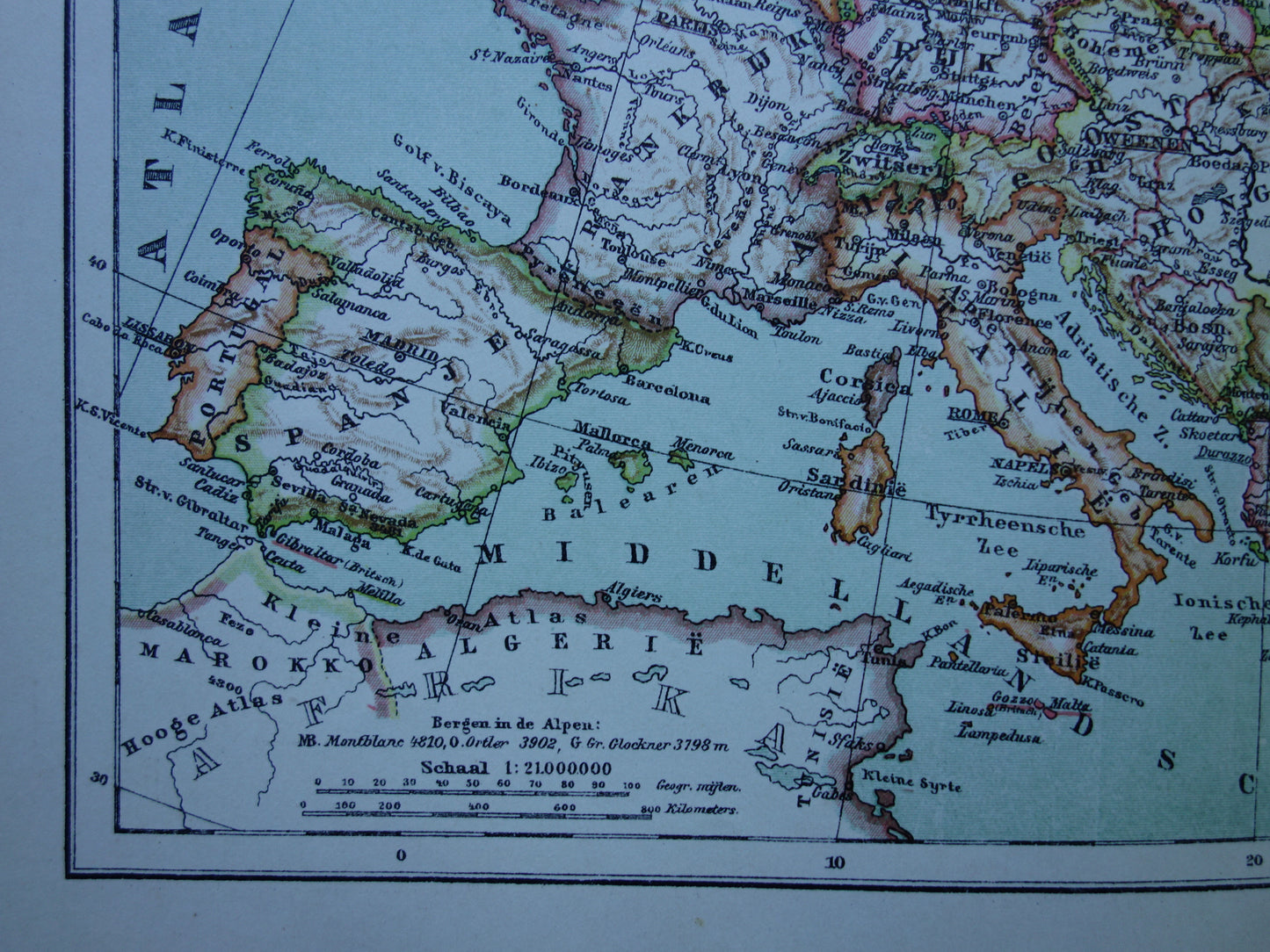 Old map of Europe from 1917 original antique map of Europe continent vintage Dutch maps