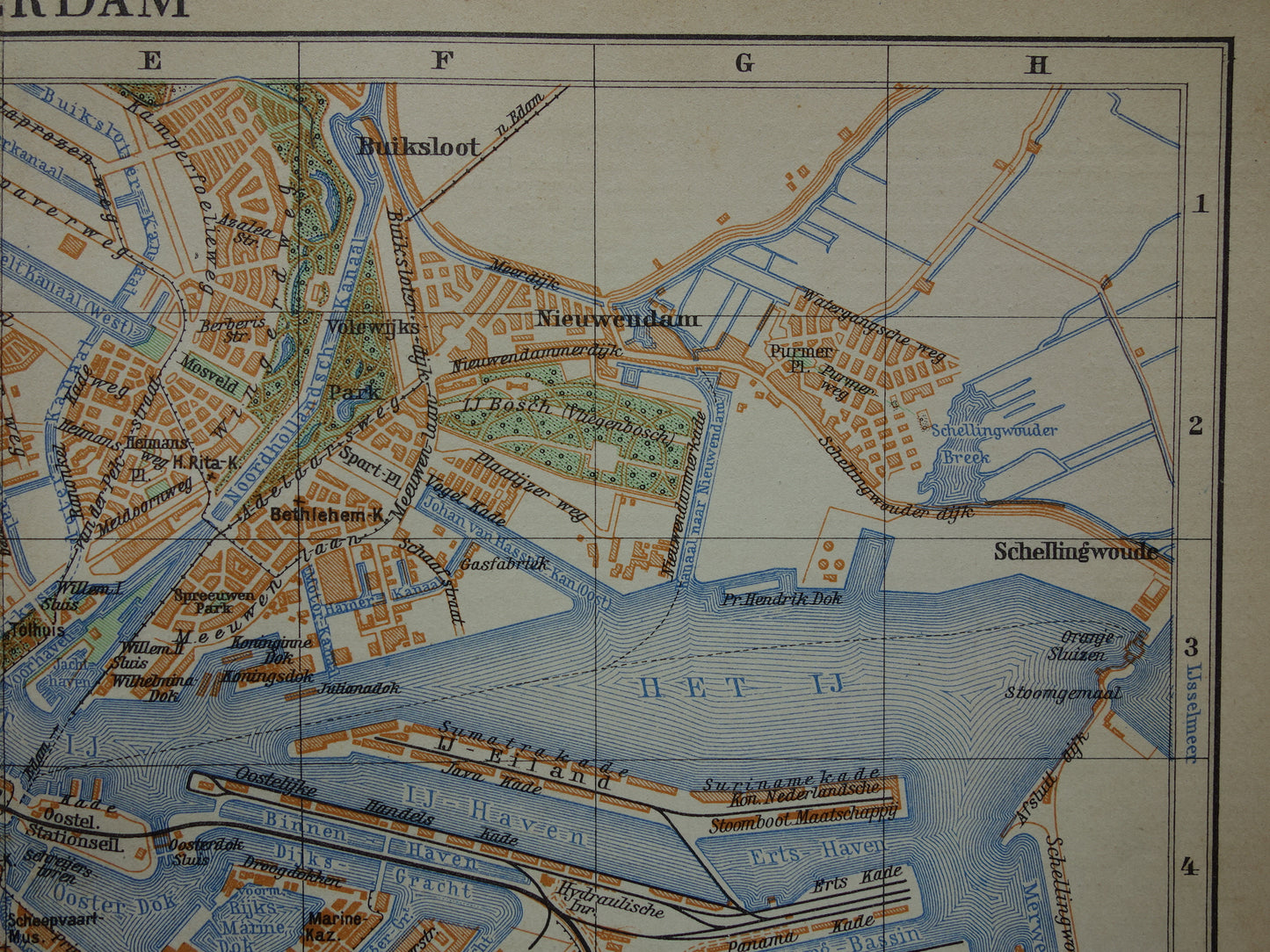 AMSTERDAM oude kaart van Amsterdam 1932 originele vintage Nederlandse plattegrond