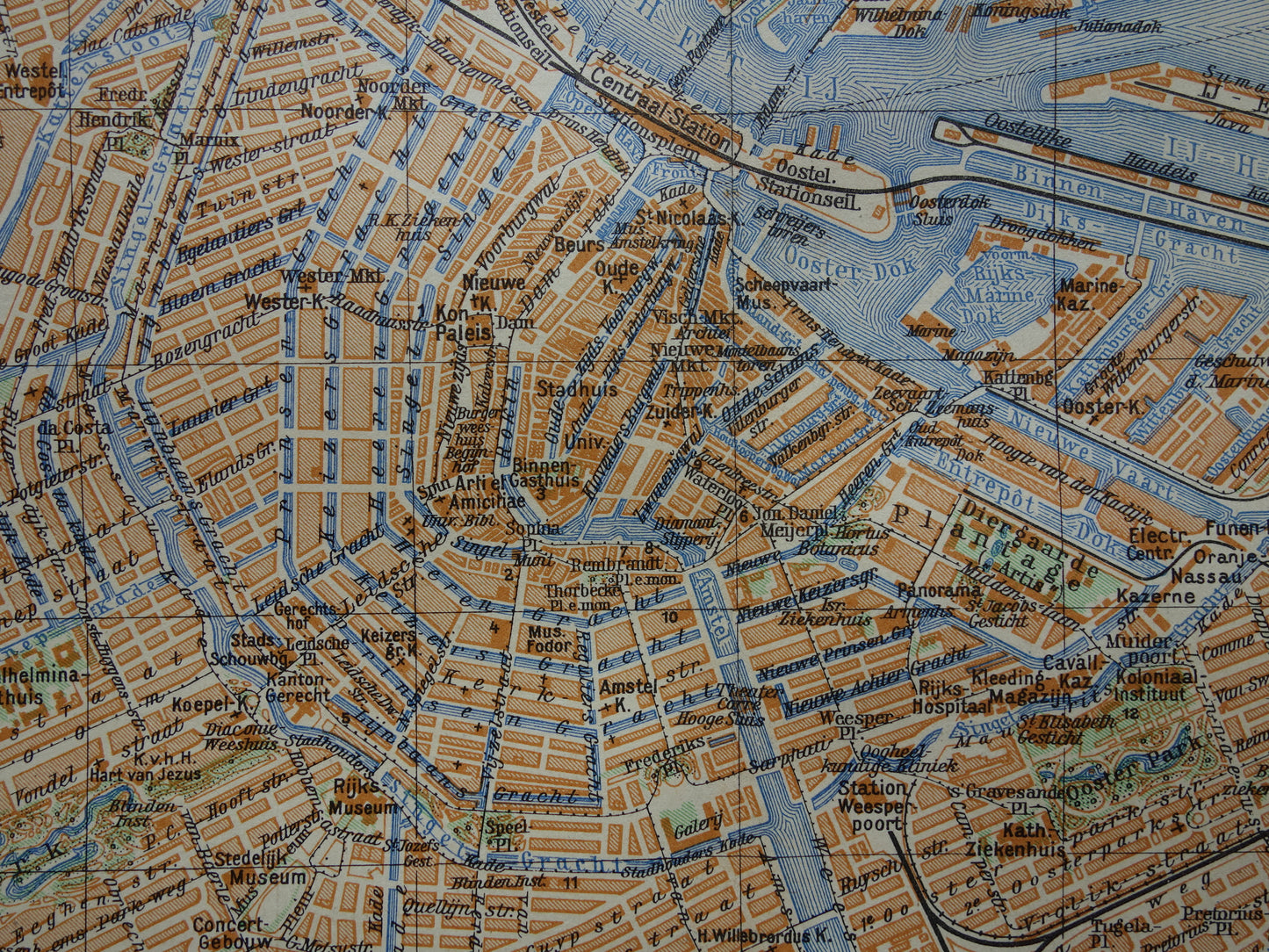 AMSTERDAM oude kaart van Amsterdam 1932 originele vintage Nederlandse plattegrond