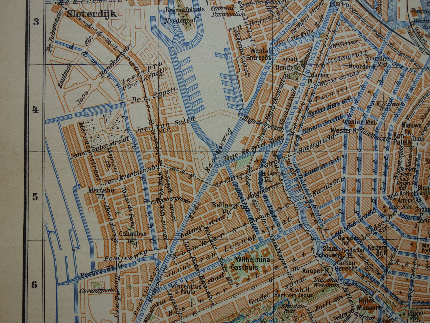 AMSTERDAM oude kaart van Amsterdam 1932 originele vintage Nederlandse plattegrond